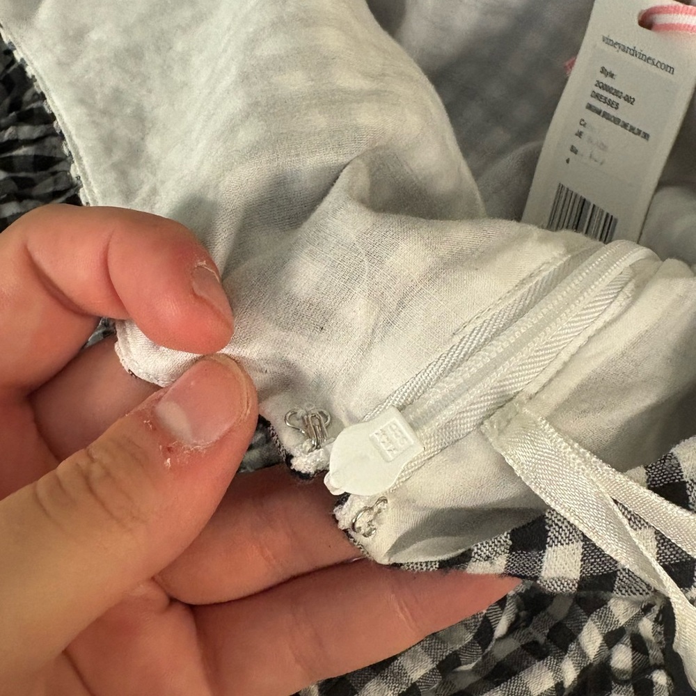 NEW Vineyard Vines Gingham Seersucker One-Shoulder A-Line Belted Dress 4 Plaid - Picture 10 of 13